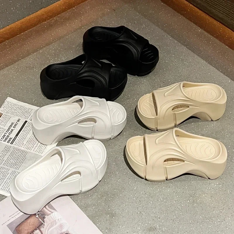 Summer Flip Flops Women Fashion Platform High Heel Slides Shoes Soft EVA Couple Outdoor Modern Beach Casual Slippers Women 250117