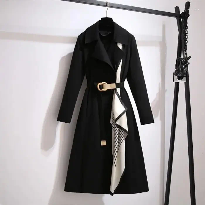 Womens Trench Coats 2025 Spring And Autumn Fashion Medium-Length Elegant Casual Windbreaker Jacket Korean Style Long Sleeve Overcoat