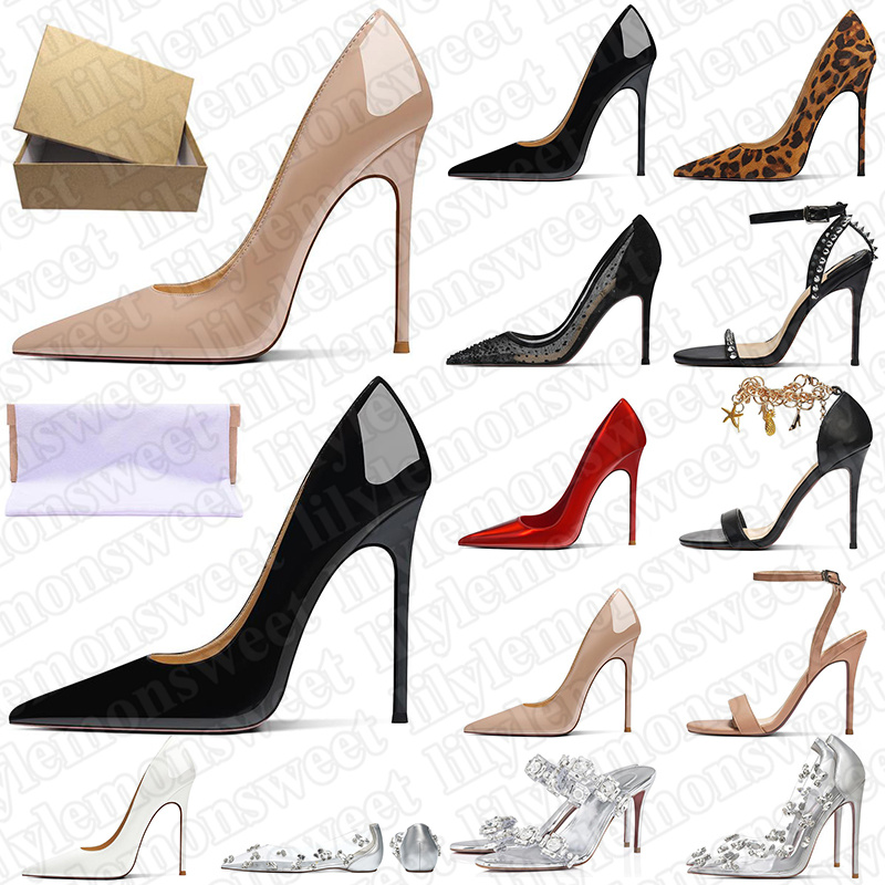 Chaussures de robe de créateur Femmes Ladys High Talons Pumps de luxe 6 8 10 12cm Stiletto Talon Filles Boucle en cuir breve