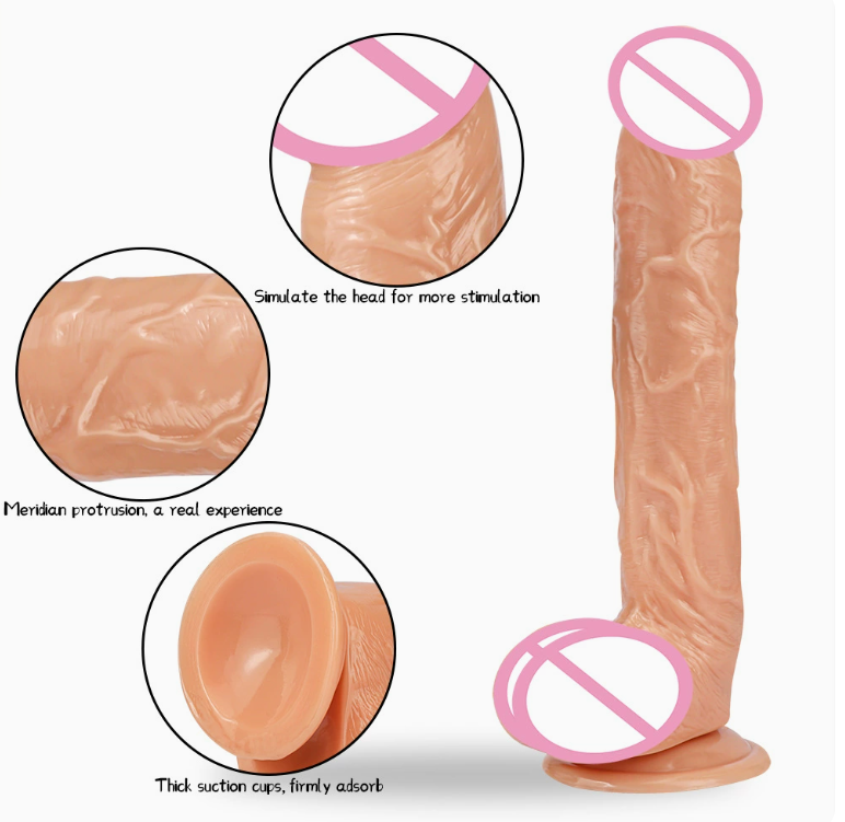 PVC Unisex Realistic Dildo with Suction Base - Adjustable Size for Couples' Play