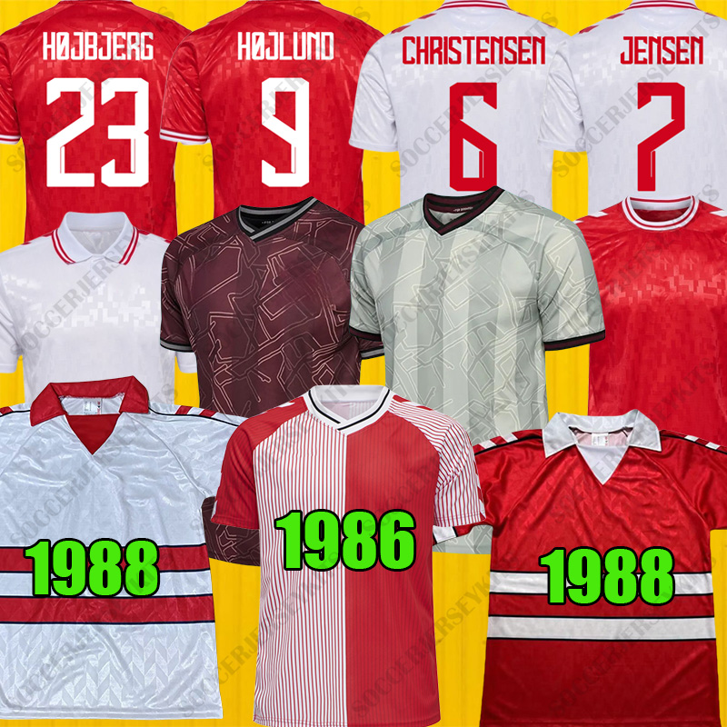 2025 Denmark soccer jerseyS HOJLUND 24 25 ERIKSEN HOME RED KJAER HOJBJERG CHRISTENSEN BRAITHWAITE DOLBERG 1986 Retro Denmark football Shirts Vintage Kit
