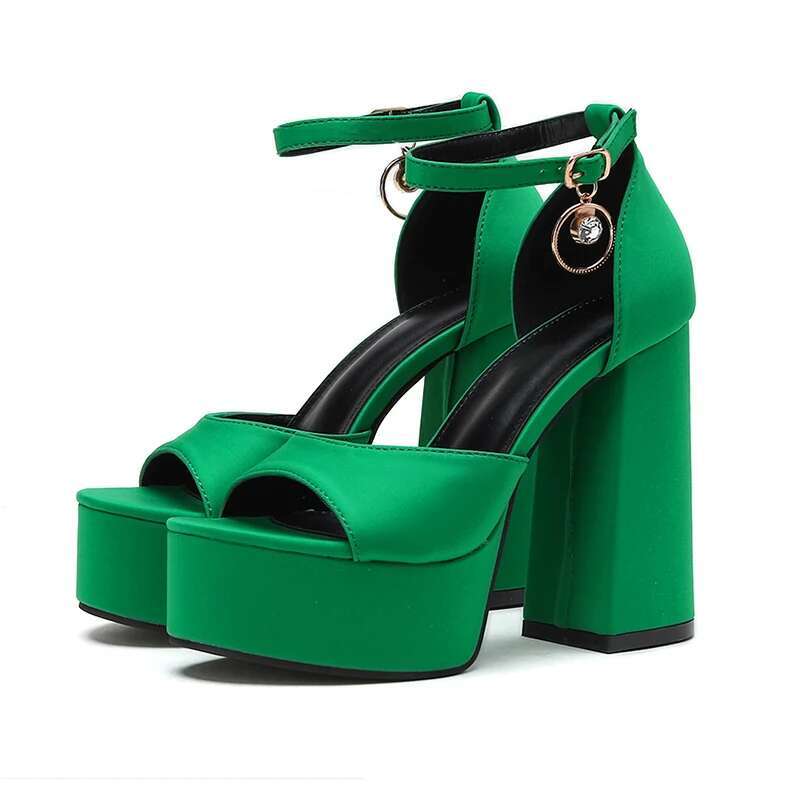 Kcenid New Women Sandals Summer Sexy Peep Toe Thick High Heels Platform Blue Black Dress Party Wedding Shoes Woman Pumps