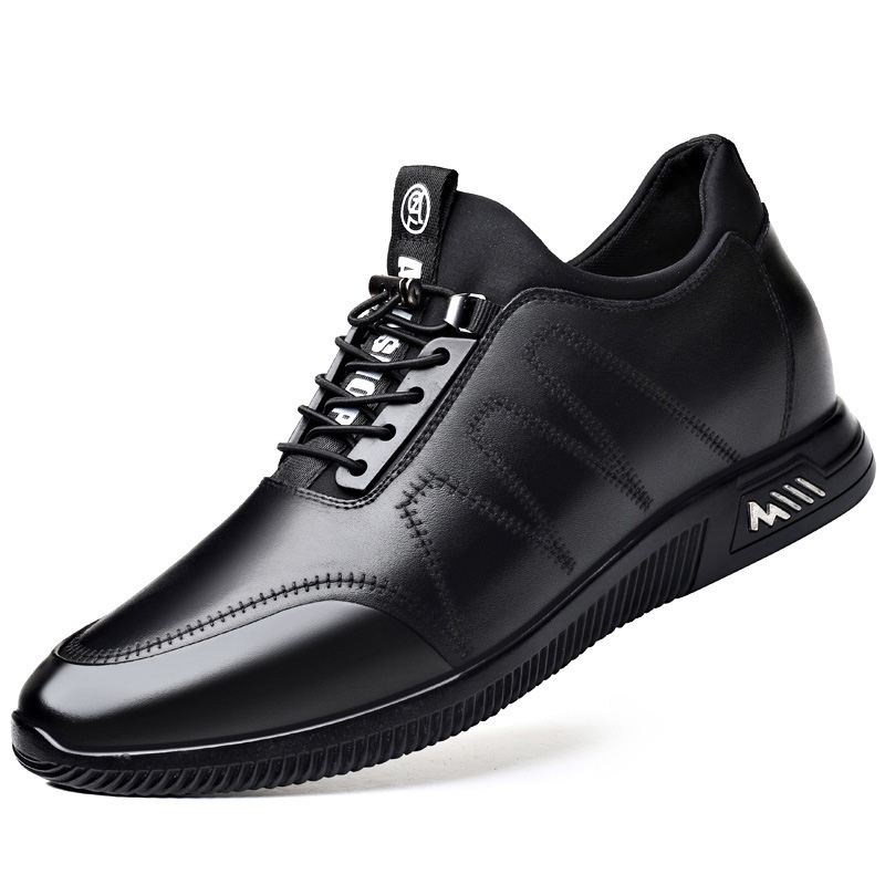 Leather 6cm invisible inner increase men's shoes Autumn breathable mesh surface sports casual shoes 8cm increase men's leather shoes 37-45