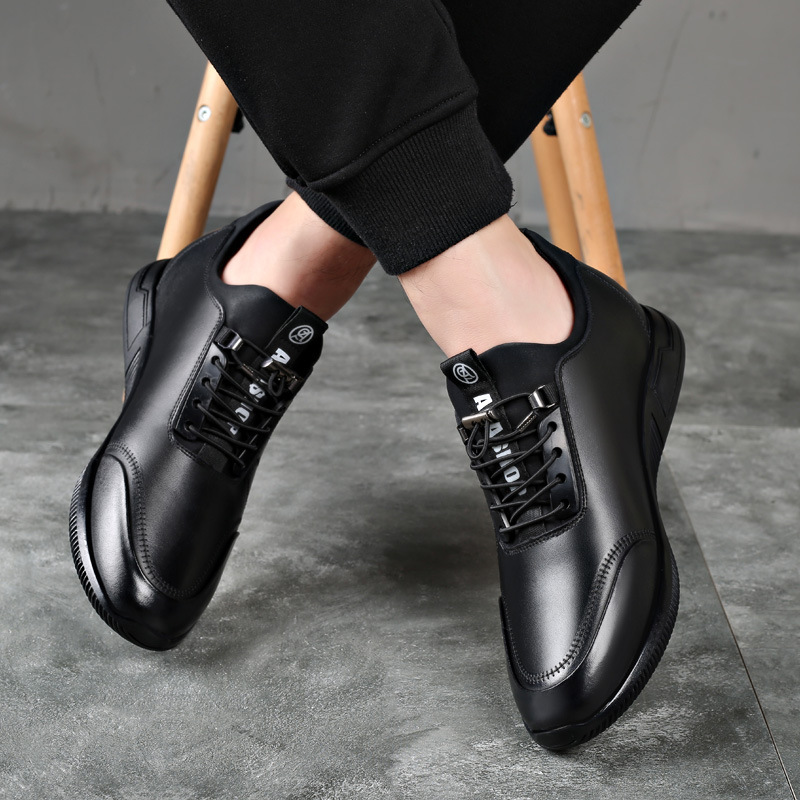 Leather 6cm invisible inner increase men's shoes Autumn breathable mesh surface sports casual shoes 8cm increase men's leather shoes 37-45 f