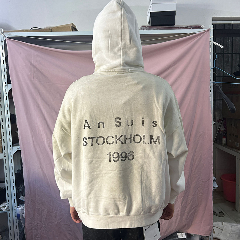 25ss Europe Oversized Washed Vintage Letter Print Fleece Hoodie Autumn Winter Skateboard Hoody Unisex streetwear Pullover Sweatshirt New Color 0120