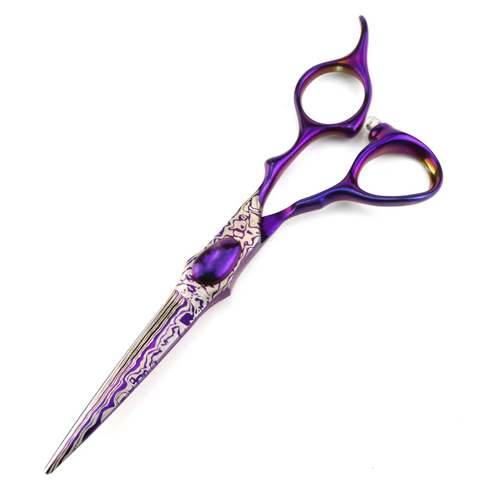 Professional JP440c steel 6 Damascus Purple hair scissors haircut thinning barber makas cutting shears hairdresser scissors 250118