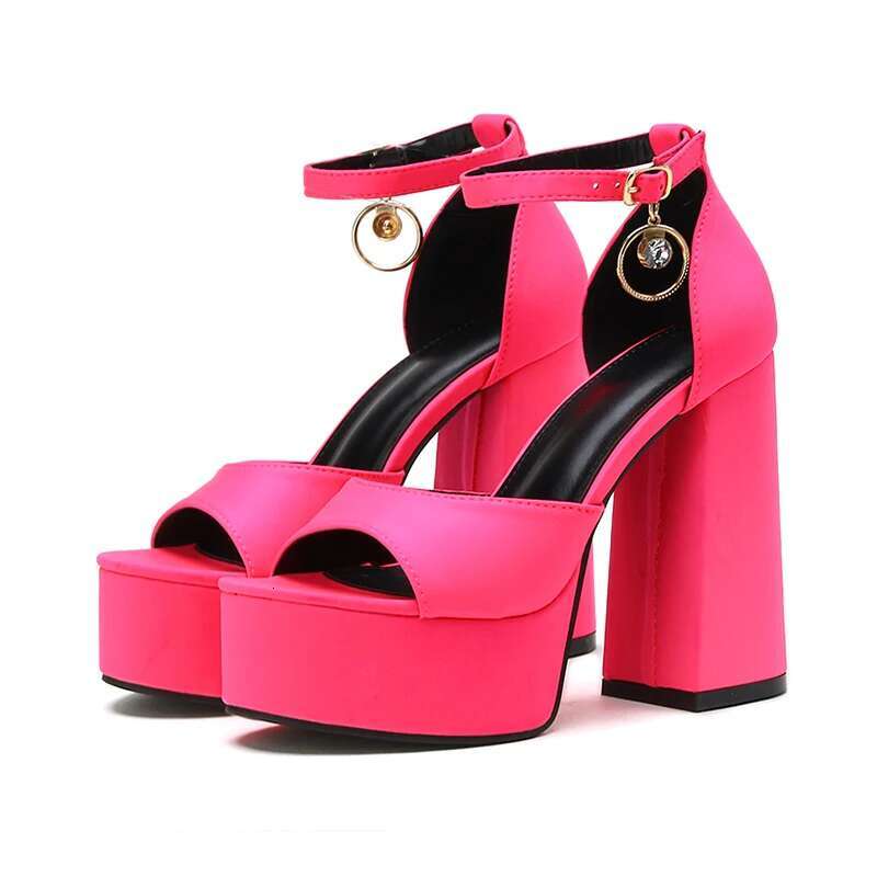 Kcenid New Women Sandals Summer Sexy Peep Toe Thick High Heels Platform Blue Black Dress Party Wedding Shoes Woman Pumps