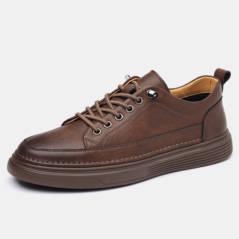 2025 Casual leather men's cowhide perforated business dress men's shoes summer breathable leather shoes driving shoes men