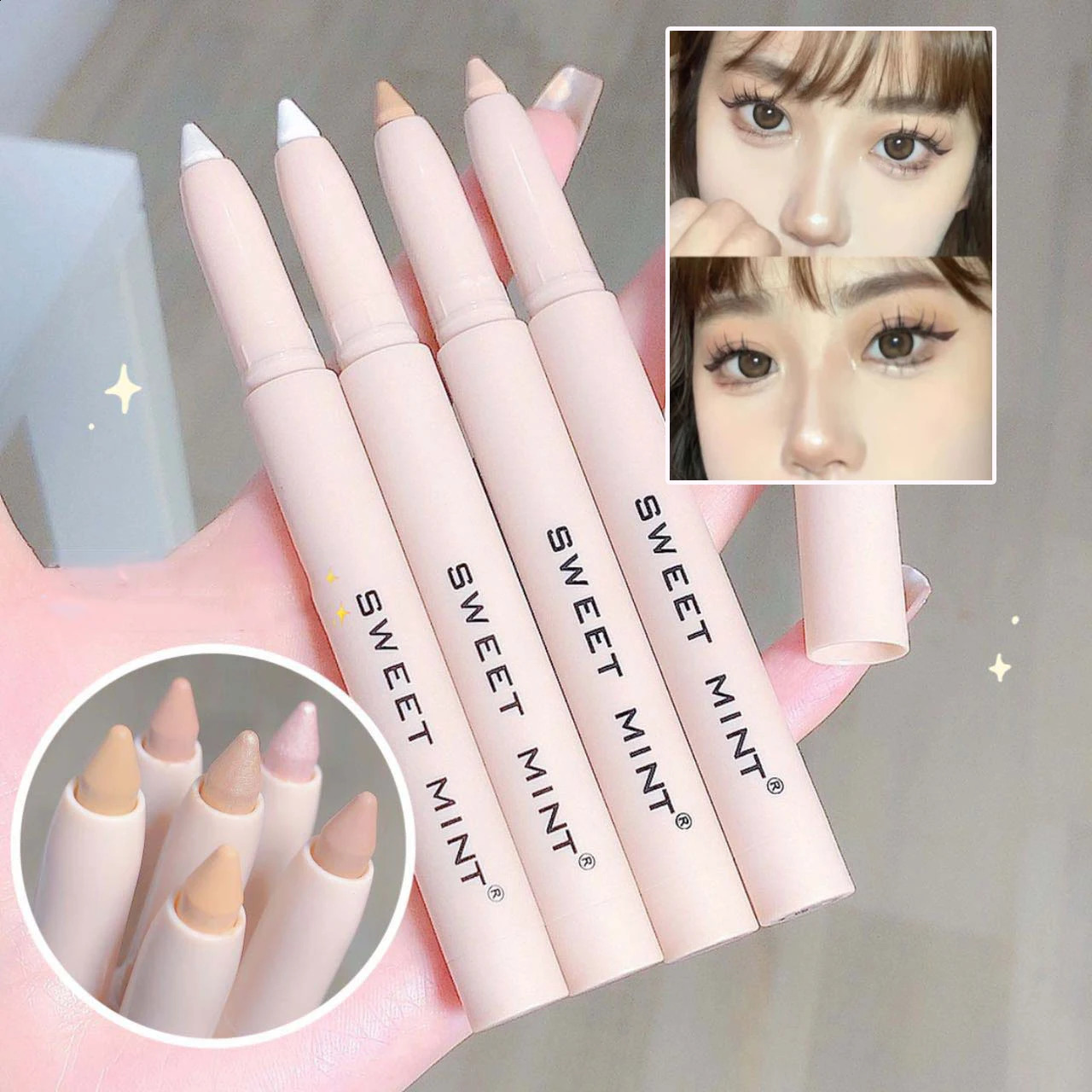 White Eyeliner Shiny Glitter Eyeshadow Stick Eye Liner Pen 15 Colors Matte Brown Pink Pearlescent Eyes Makeup Brighten Silkworm 250117