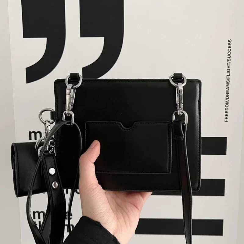 Vintage Man Small Square Bag Solid Black Designer Shoder Bag with Coin Purse 2023 New Leather Flip Messenger Bags box 2pcs Set Z250120