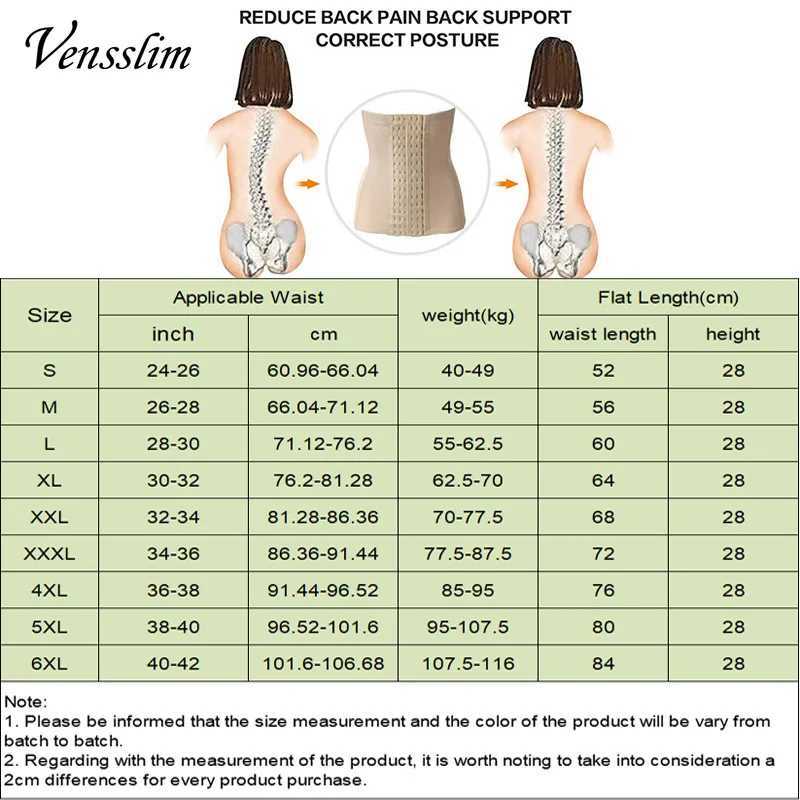 Vensslim S-6XL Plus Size Waist Trainer Corset Women Body Shaper Slimming Belt Tummy Control Hooks Wrap Belly Compression Strap W250120
