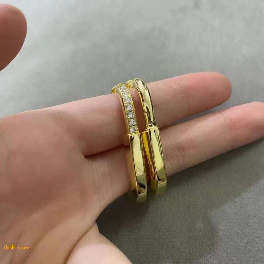 high burnishing women hoop earrings designer horseshoe U shape sterg sier plated gold earrings inlaid crystal dia love earring classic jewelry party