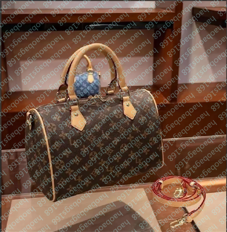 Hot 30cm travel bag with shoulder strap luxury tote handbag brown flower designer mens duffle bag cross body Leather Womens purse clutch bag