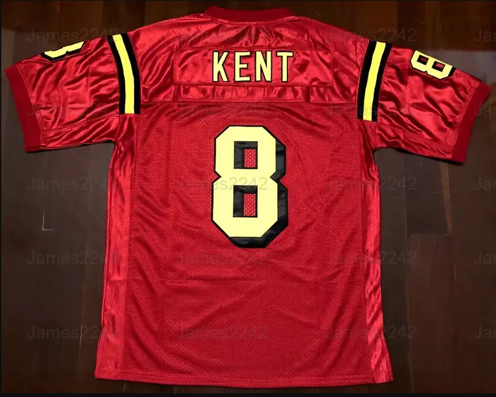 Custom TV Movie Smallville Kent #8 Football Jersey Red Top Stitched Size S-3XL Top Quality
