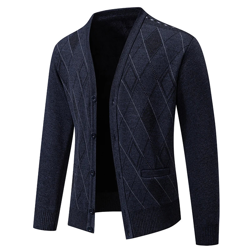 Mens Fleece Thick Cardigan Autumn Winter Knitted Sweaters Male Cardigans Slim Fit Cold Sweater Coat Jacket 250115m
