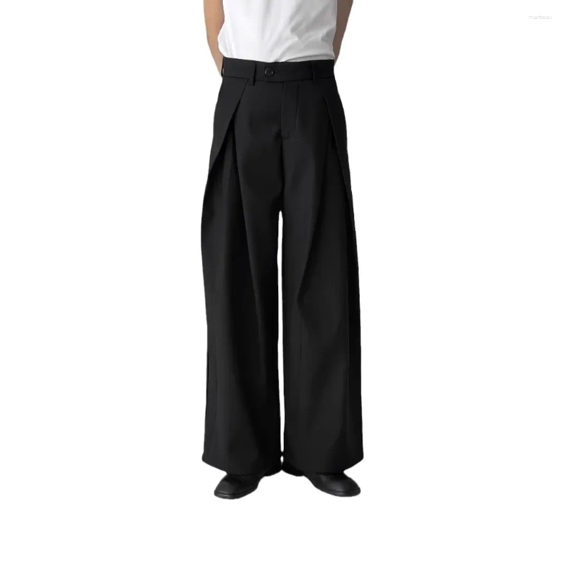 Men's Pants Spring-Autumn High-End Feel Loose-Fit Straight-Leg Casual Trousers Blacktrousers Slim Fit Wrinkled