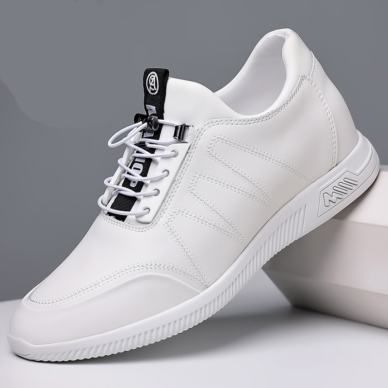 Leather 6cm invisible inner increase men's shoes Autumn breathable mesh surface sports casual shoes 8cm increase men's leather shoes 37-45