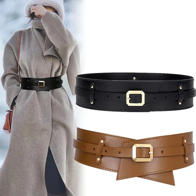 womens broadband high-quality genuine belt fully matched jacket with belt shrink strap waist seal 250110
