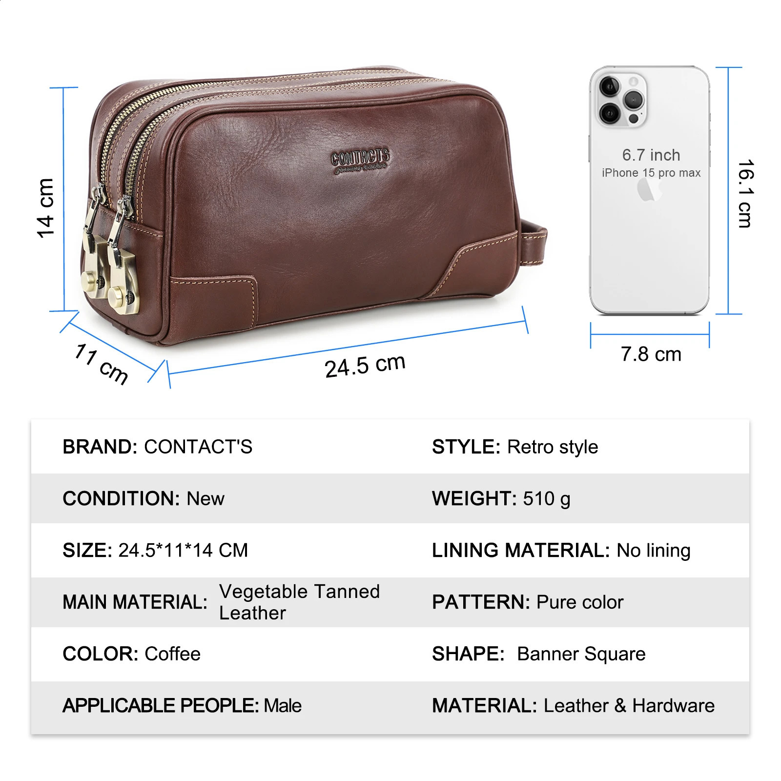 Genuine Leather Men Travel Cosmetic Bag Password ner Portsble Toiletries Kit Organizer Makeup Wash Pouch Large Capacity 250114