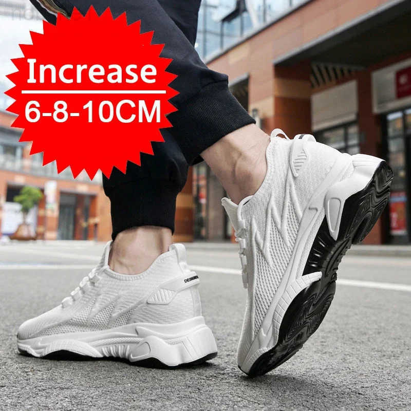 Men Sneakers Elevator Shoes Hidden H Breathable Heightening Shoes For Men Increase Insole 6-8-10CM Mens Casual Height Shoes Z250120