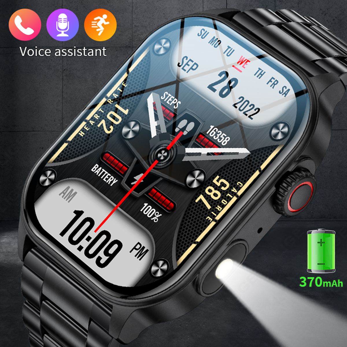 LIGE's latest Bluetooth smartwatch sports meter step multi-functional watch lift screen light sleep monitoring music control Bluetooth call