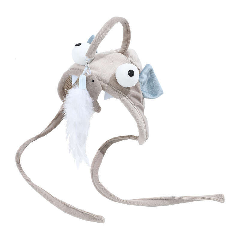 Head Mounted Cat Teaser Wand with Durable Biting Resistant Feather Toy