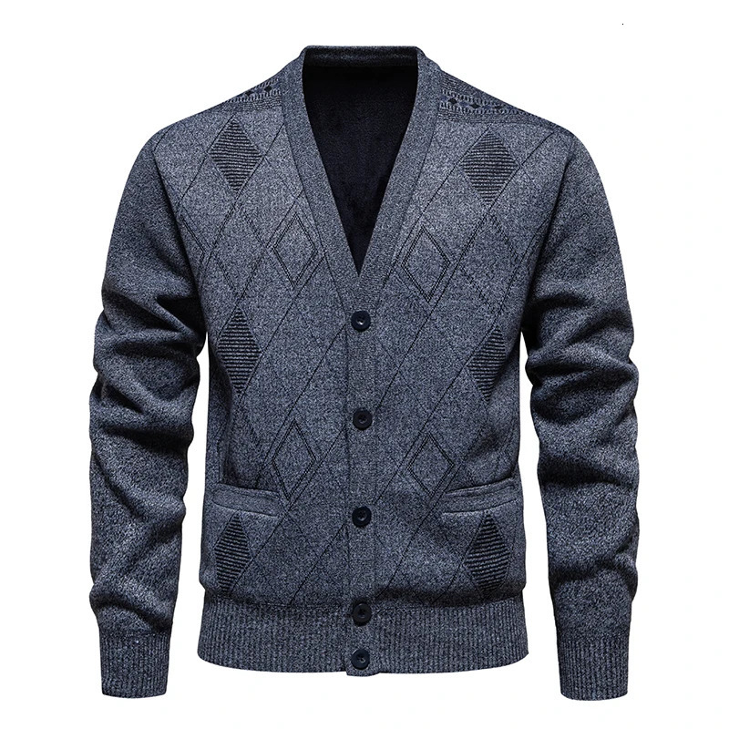 Mens Fleece Thick Cardigan Autumn Winter Knitted Sweaters Male Cardigans Slim Fit Cold Sweater Coat Jacket 250115m