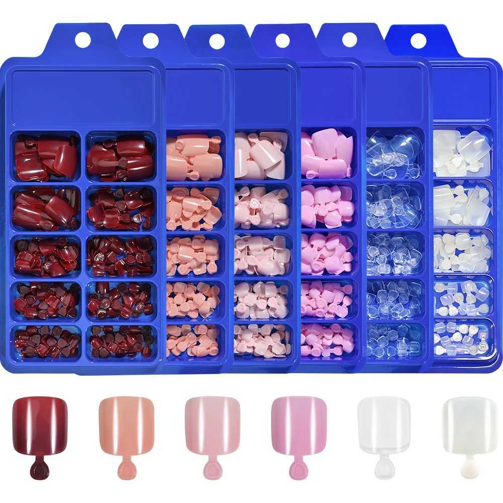 100 pieces/box of short square fake toys solid color acrylic foot nails artistic tips full cover toys pressure machines on toe extension toolsW250120
