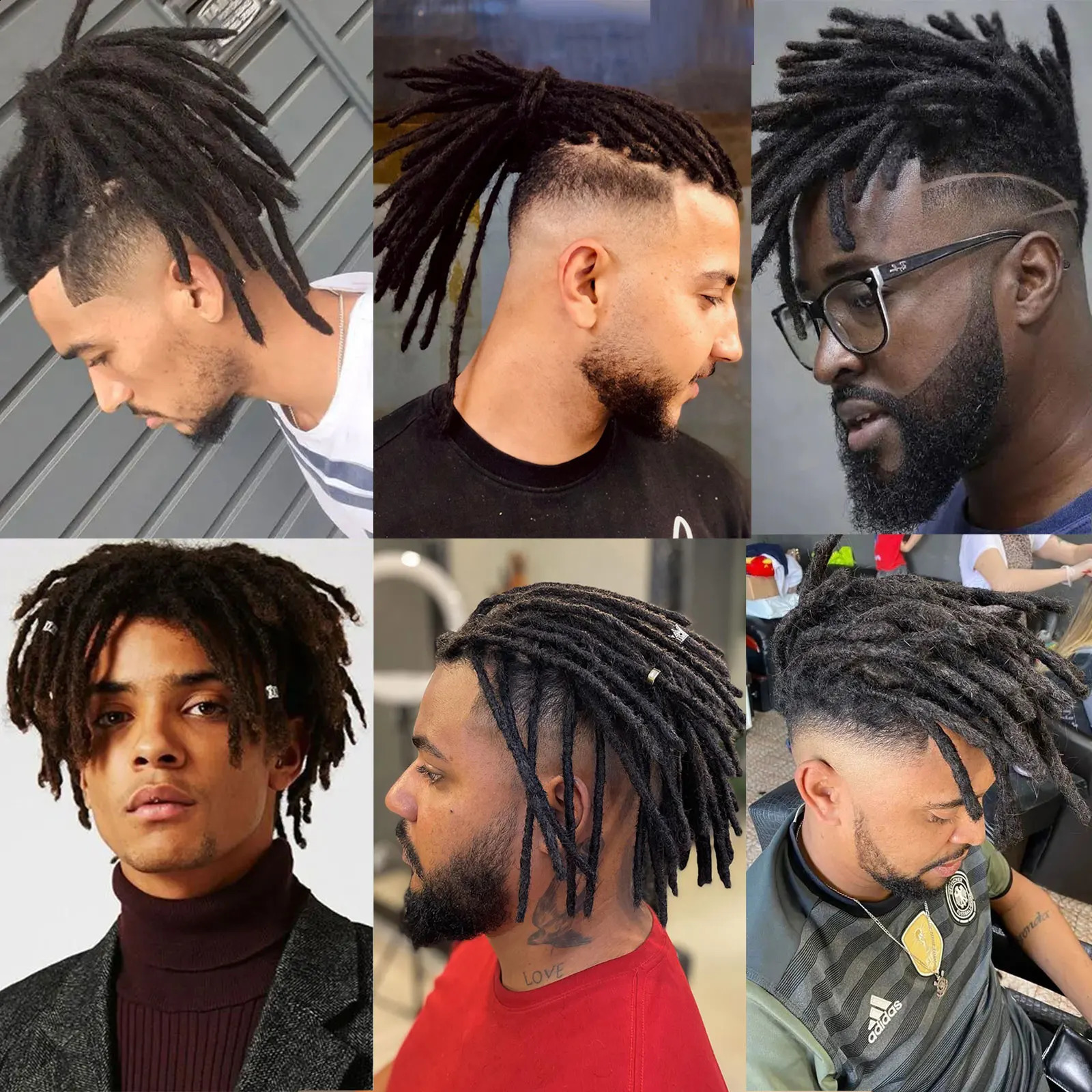 8x10Inch Handmade Dreadlock Full Lace Wig Human Hair Men Toupee #1B Afro Kinky Straight Locs Hair Braided Wig Dreadlocks Wig 250120