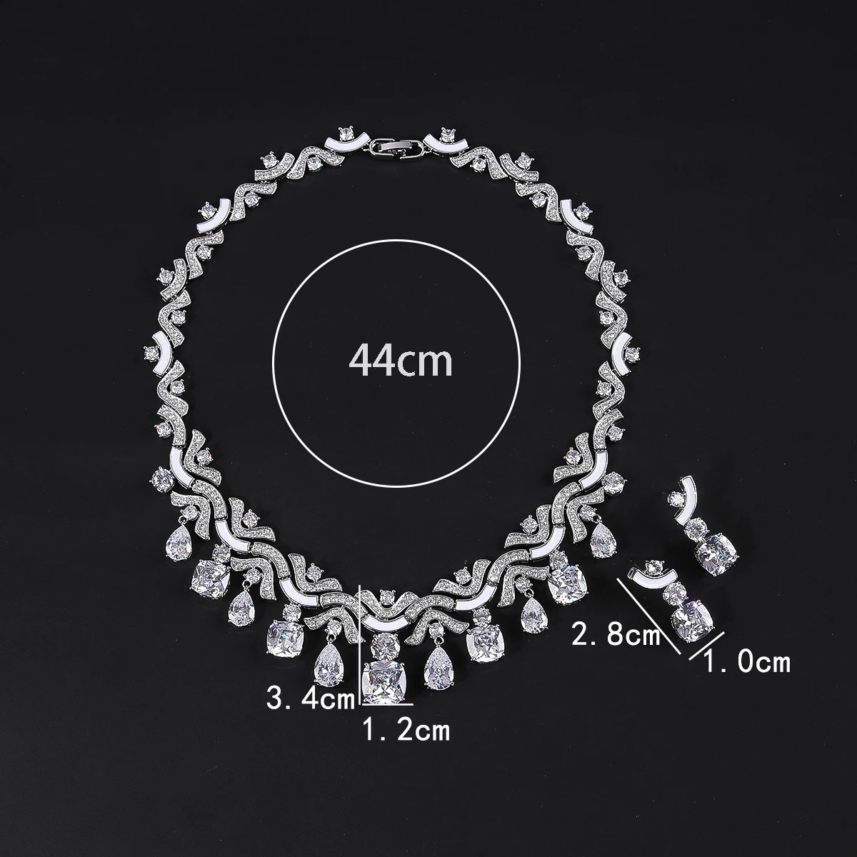 Cubic Zirconia Colors White Green Earrings Necklace Jewelry Sets for Women Bridal Wedding Costume Accessories CN1090 250118