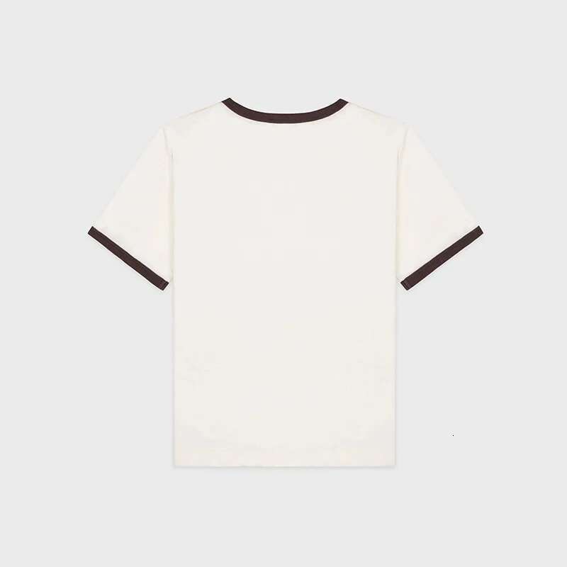 Spring And Summer New North American Niche Sporty&Rich Letter Printed Cuffs Contrasting Cotton Women's Short Sleeved T-Shirt