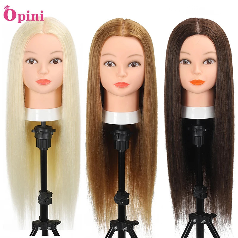 Mannequin Head with Human Hair 26-28Cosmetology Mannequin Doll Head For Hairdresser Practice Braiding Head 250114