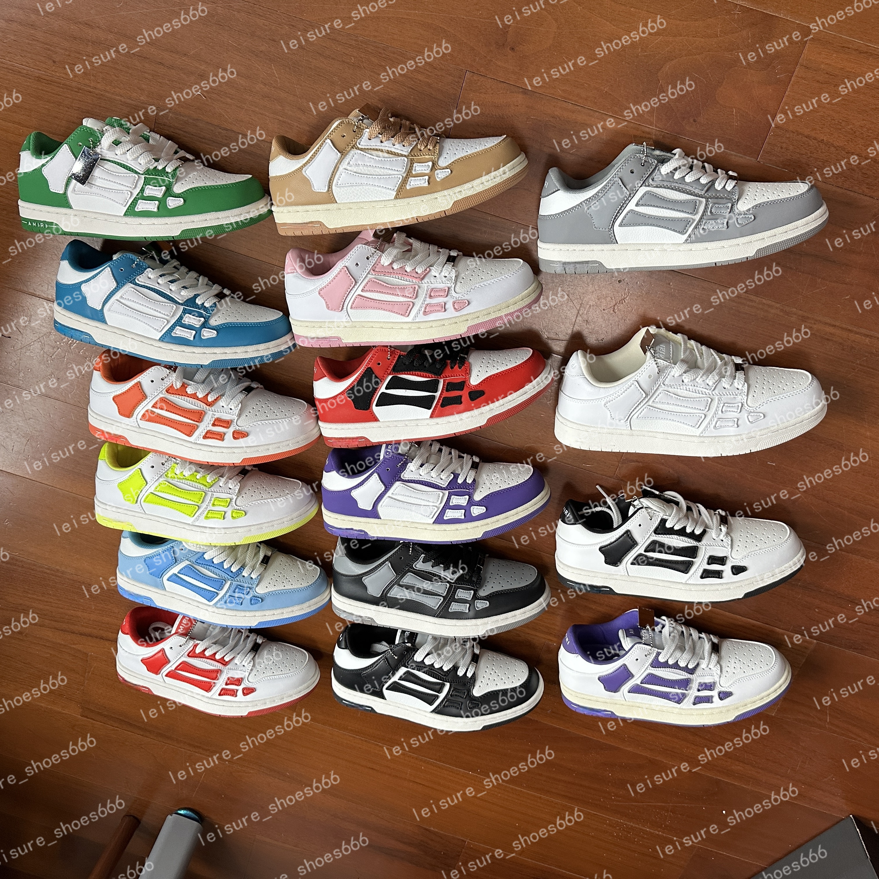 shoes Designer Shoe Skelet Bones Runner Women Men Sports Shoes Retro Sneakers Skel Top Low Running Shoes Genuine Leather Lace Up