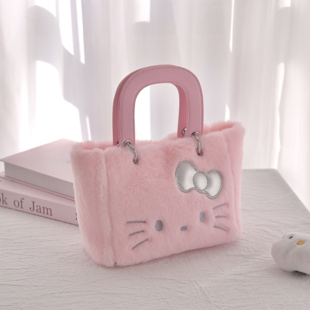 2025New Designer Pink Cartoon Bag Large Capacity Multifunctional Handbag Cute Cat Plush Wallet Card Bag Student Bag Shopping Bag Kitten Bag
