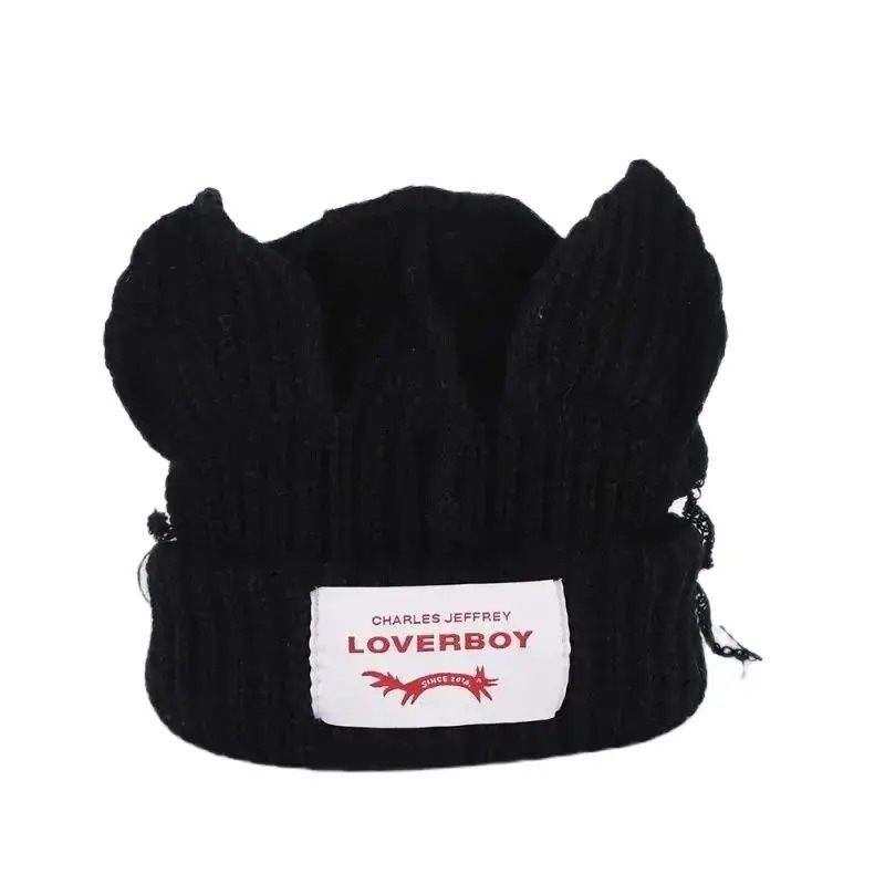Autumn Winter Cute Cat Ear Beanies Skullies Doublelayer Pig Hat Women Men Warm Outdoor Unisex Knitted Loverboy 250118