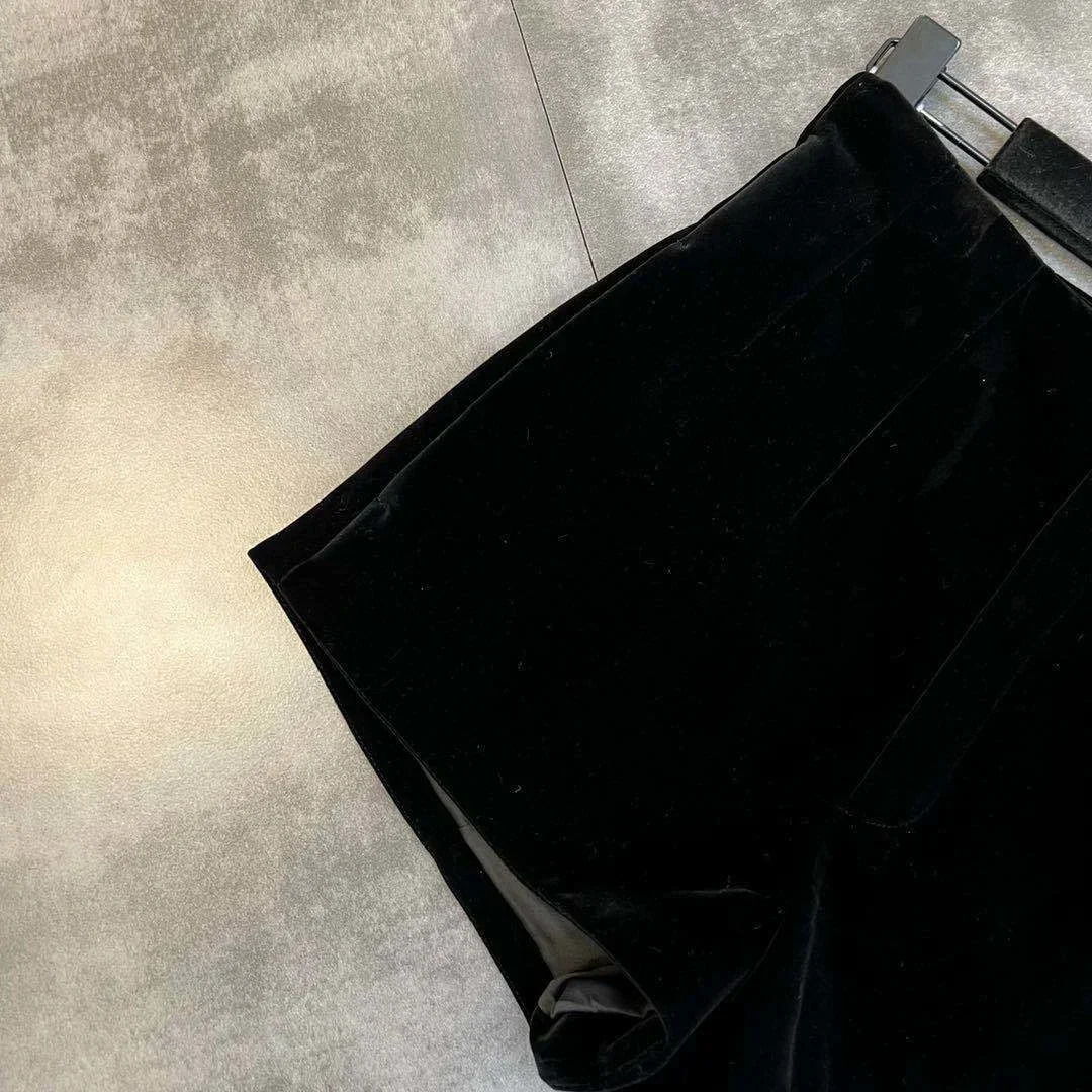 Black velvet shorts for womens outerwear with a high a with summer pants womens shorts 250118