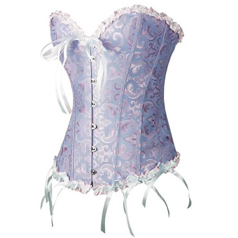 Sapubonva Corset Sexy Womens Plus Size Corsets and Bustiers Overbust Floral Gothic Brocade Corselet Clothing Top White Black W250120