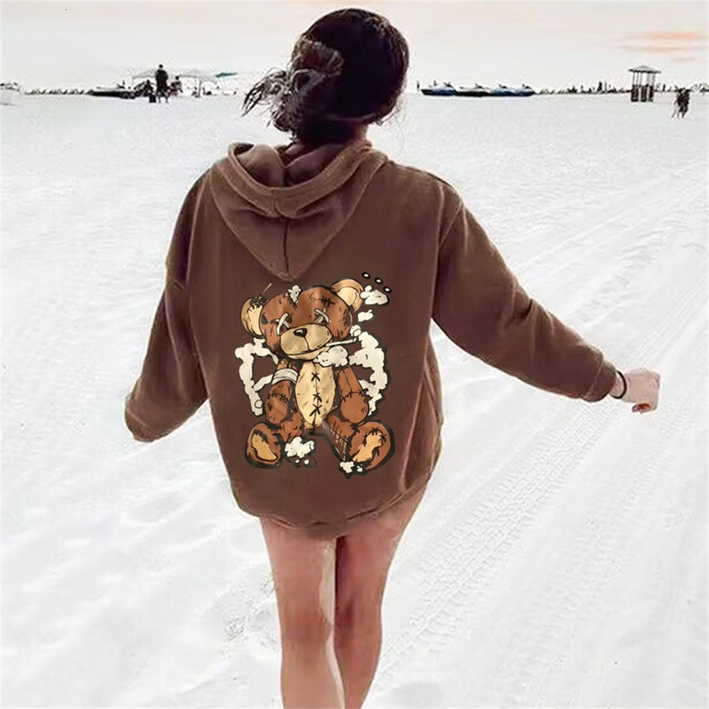 Autumn And Winter New Letter Fashion Printed Back Collar With Fleece Hooded Sweatshirt For Women 12