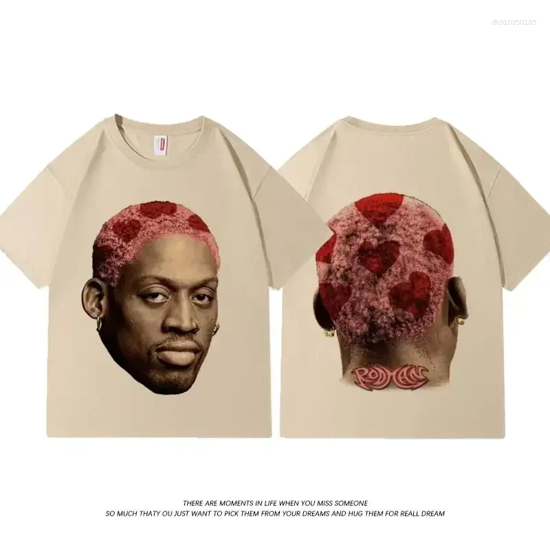 Mens T Shirts American Retro Basketball Rodman Printed T-shirt Summer Round Neck Pure Cotton Short Sleeve Men Women Sports Leisure Ins