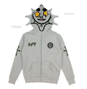 Gray Ins 3D Full-print Loose Hoodies Top Zipper Sweater Autumn and Winter 5XL