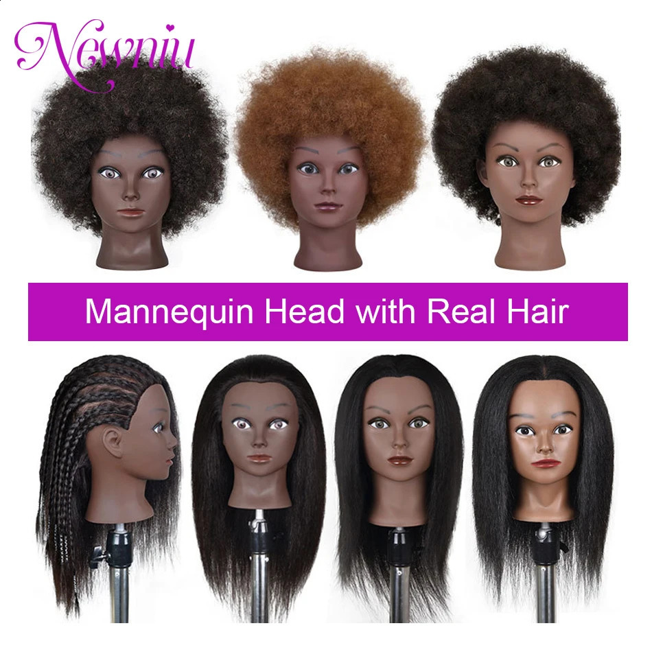 Afro Mannequin Heads With Hair With Adjustable Tripod Hairdressing Dolls Training Head For Practice Styling Braiding 250114