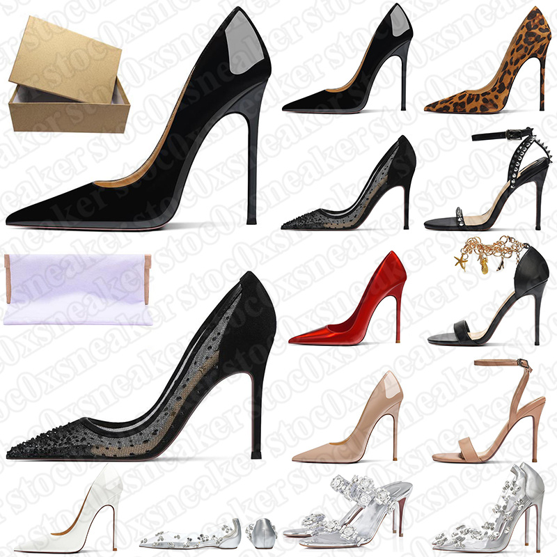 Chaussures habillées de créateurs avec boîte Femmes Ladys hauts hauts Red Bottomd Luxury Pumps 8 10 12cm STILETTO Talons filles cuir brevets Toes