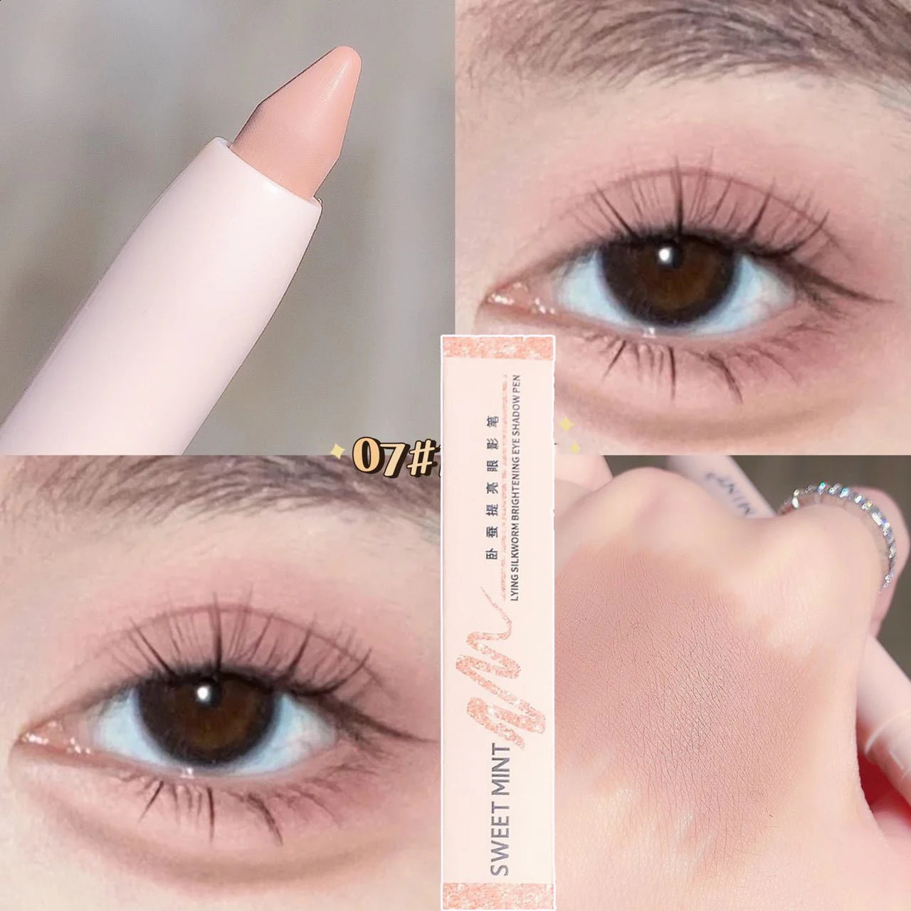 White Eyeliner Shiny Glitter Eyeshadow Stick Eye Liner Pen 15 Colors Matte Brown Pink Pearlescent Eyes Makeup Brighten Silkworm 250117