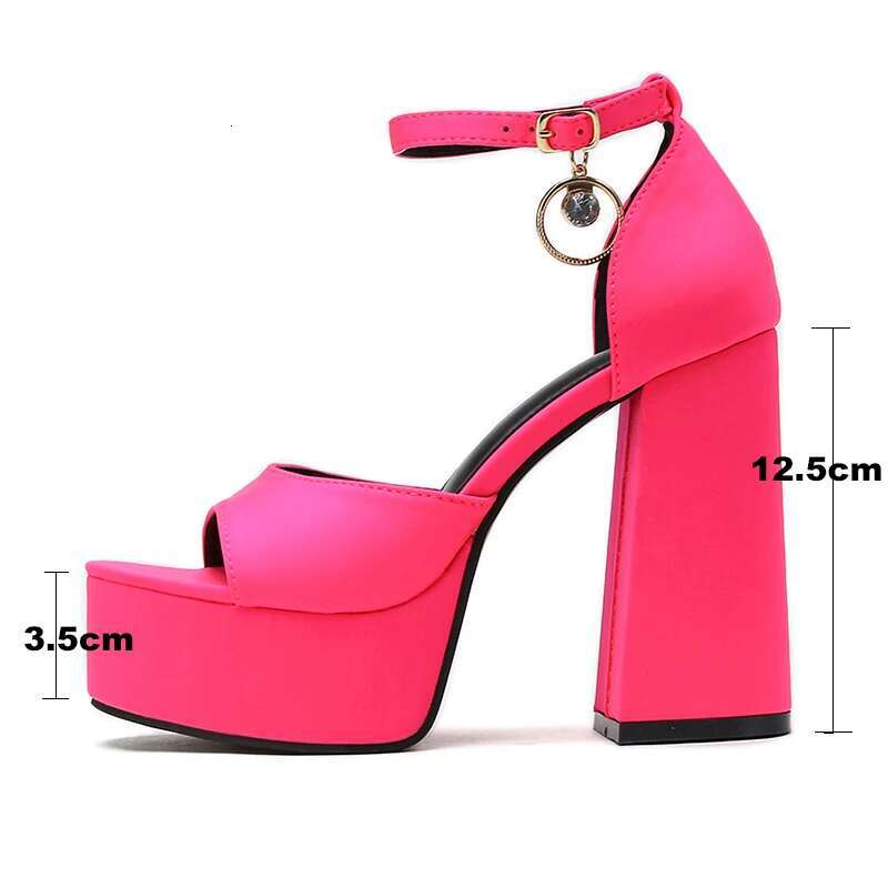 Kcenid New Women Sandals Summer Sexy Peep Toe Thick High Heels Platform Blue Black Dress Party Wedding Shoes Woman Pumps