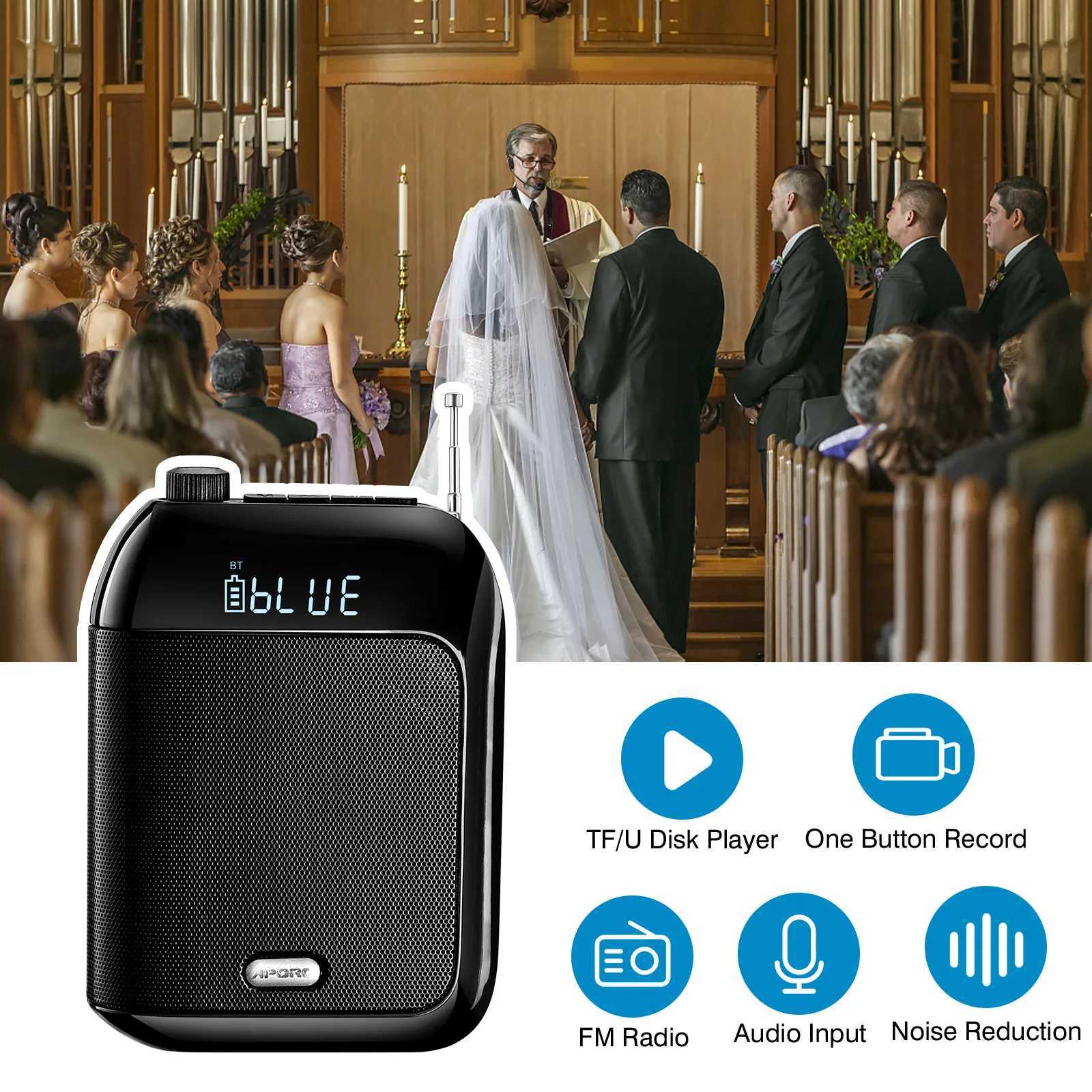 Loudspeaker box APORO T9 Megaphone Portable UHF Wireless Speaker 15W Cordless Vo Amplifier Loudspeaker 7.4V Lautspre FM Ra Z241128