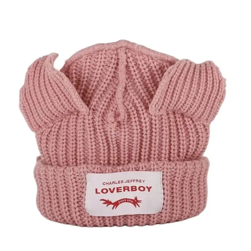 Autumn Winter Cute Cat Ear Beanies Skullies Doublelayer Pig Hat Women Men Warm Outdoor Unisex Knitted Loverboy 250118