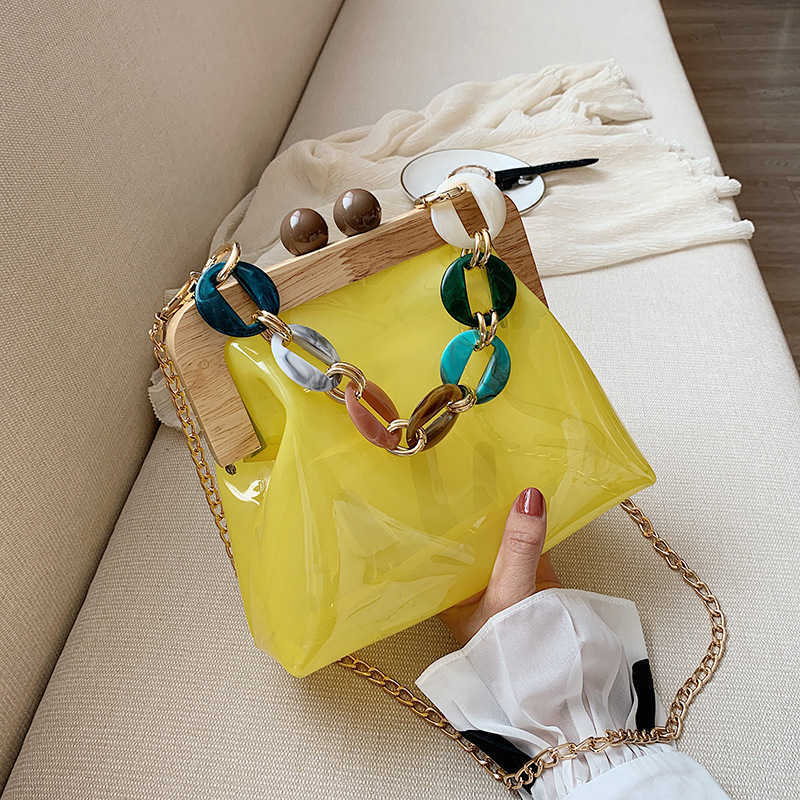 Transparent Beach Bag for Women | 2024 hot Chain Crossbody & Handheld, Versatile, Clip Closure