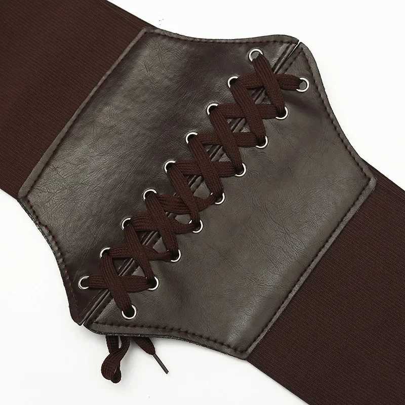 Women Elastic Wide Corset Belts Faux Leather Slimming Shaping Girdle Belt Tight High Waist Versatile for Daily Bustier Corsets W250120