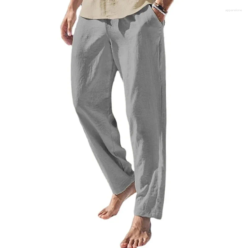 Mens Pants Linen Male Breathable Beach Trousers Fitness Lightweight Streetwear Cotton Sweatpants