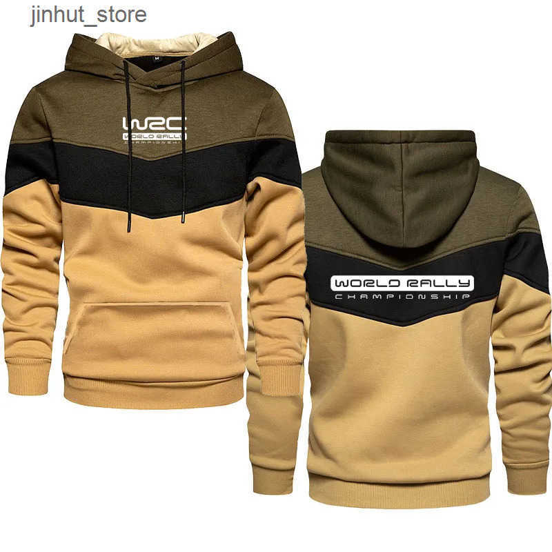 Men's Hoodies Sweatshirts 2024 Thick patchwork mens hoodie Sweatshirt World Championship Rally Print Classic loose comfortable mens pullover